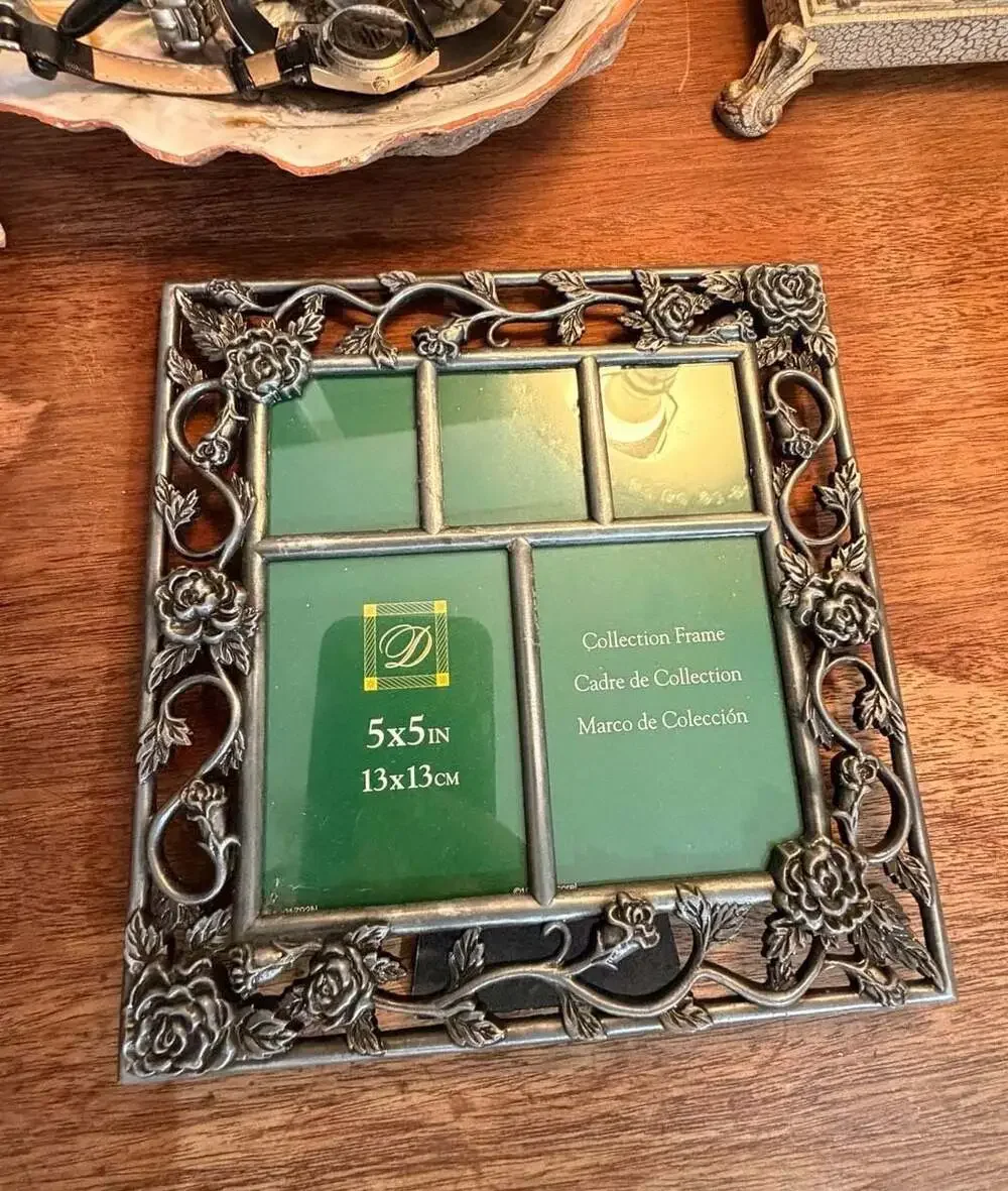 Fetco Home Decor Rose Vine Metal Multi-Opening Floral Picture Frame 5x5